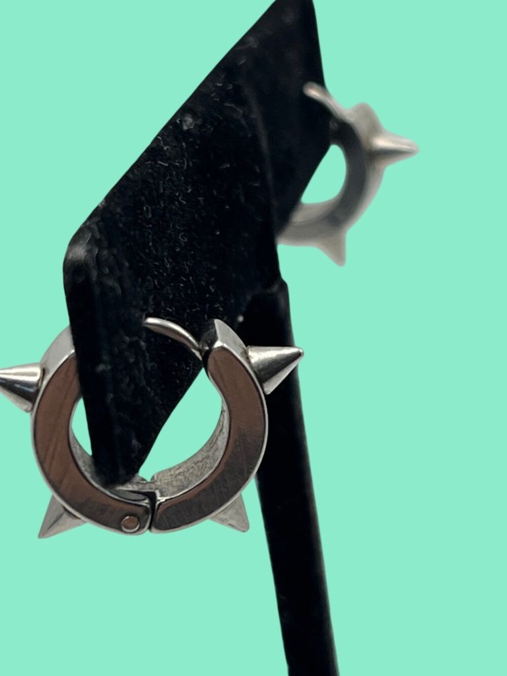 Silver Spike Hoop Earrings For Punk Or Gothic Style Outfits Stainless Steel